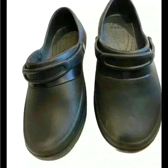 Crocs Women’s Slip Resistant Shoes Pivot Strap Mercy Work Clogs Black Size 8 - Picture 1 of 5